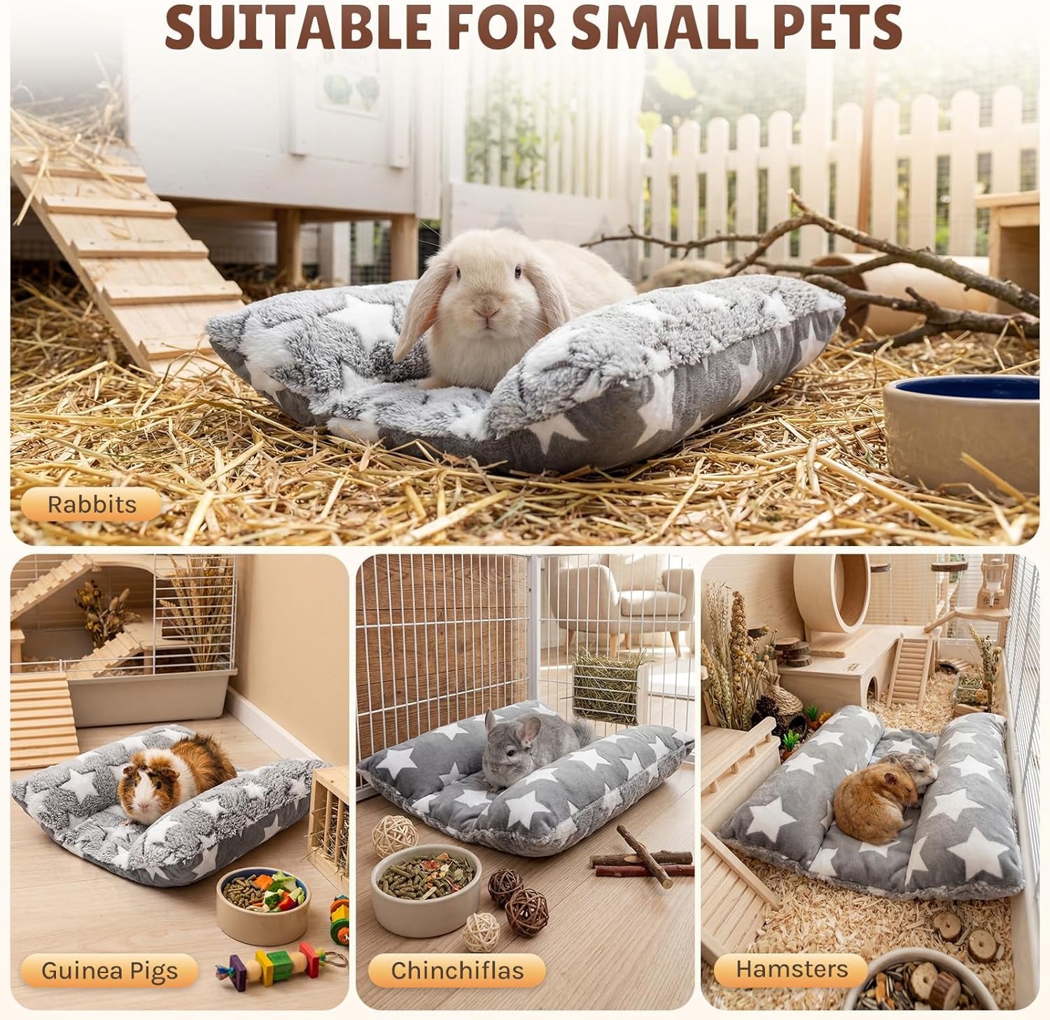 16.5 X 18In Washable Soft Rabbit Bed, Thickened and Softer Bunny Bed, Double-Sided Plush Rabbit Beds,Bed for Bunny,Bunny Beds for Rabbits Indoor