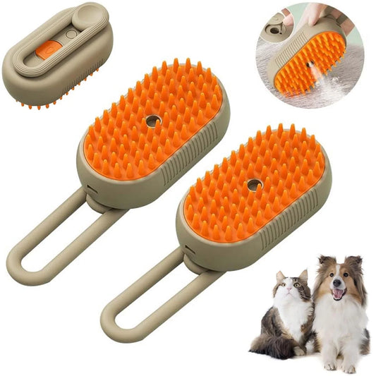 Cat Steam Brush, 3 in 1 Self Cleaning Cat Steamy Pet Brush Steamer Brush for Massage for Removing Tangled and Loosse Hair (White)