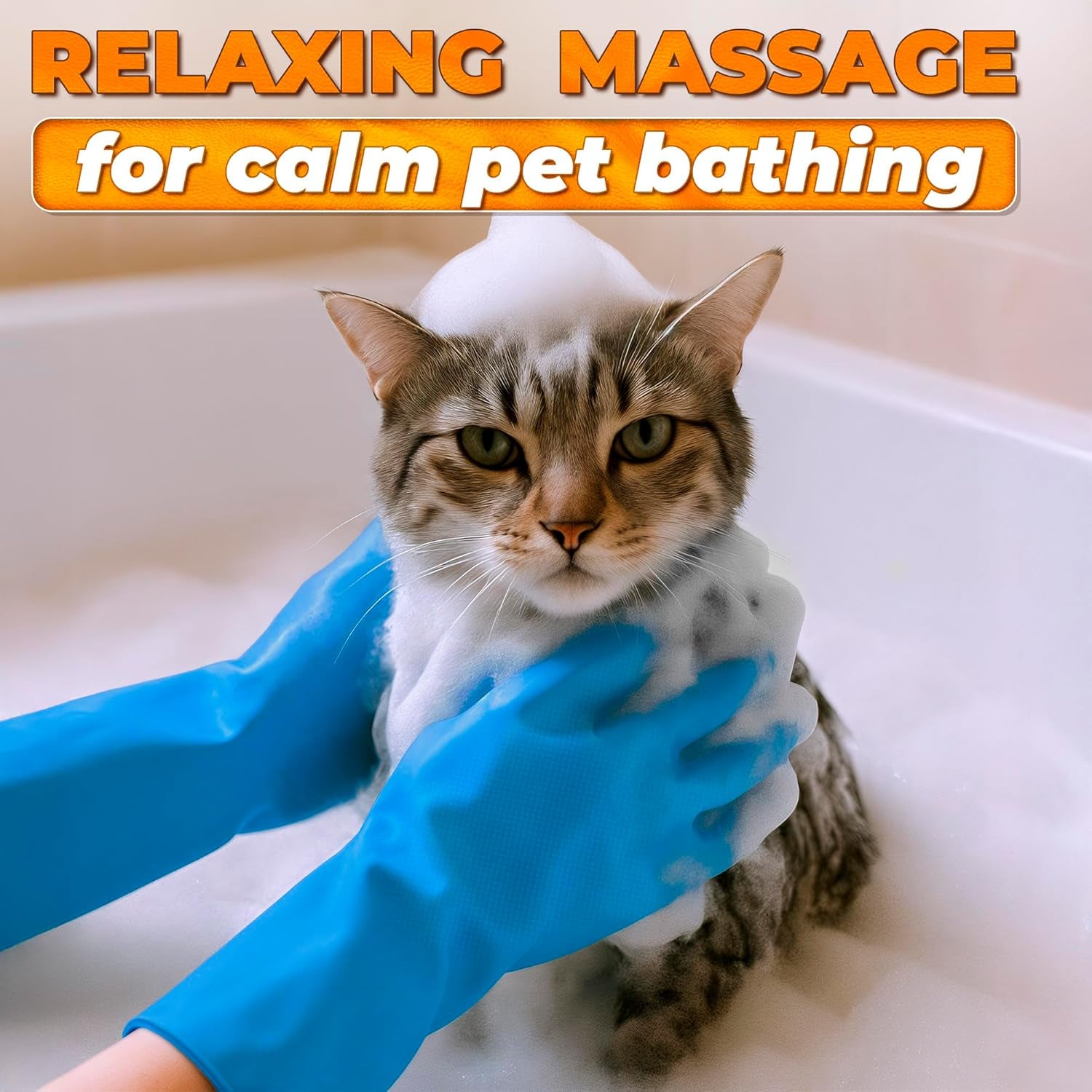 Cat and Dog Shampoo Gloves with 3000 Soft Bristles – 2-In-1 Dog Bath Gloves 11.6", Durable Silicone, Saves Shampoo | Massage, Grooming & Clean Wet or Dry – Made for Every Breed and Coat Style (Blue)