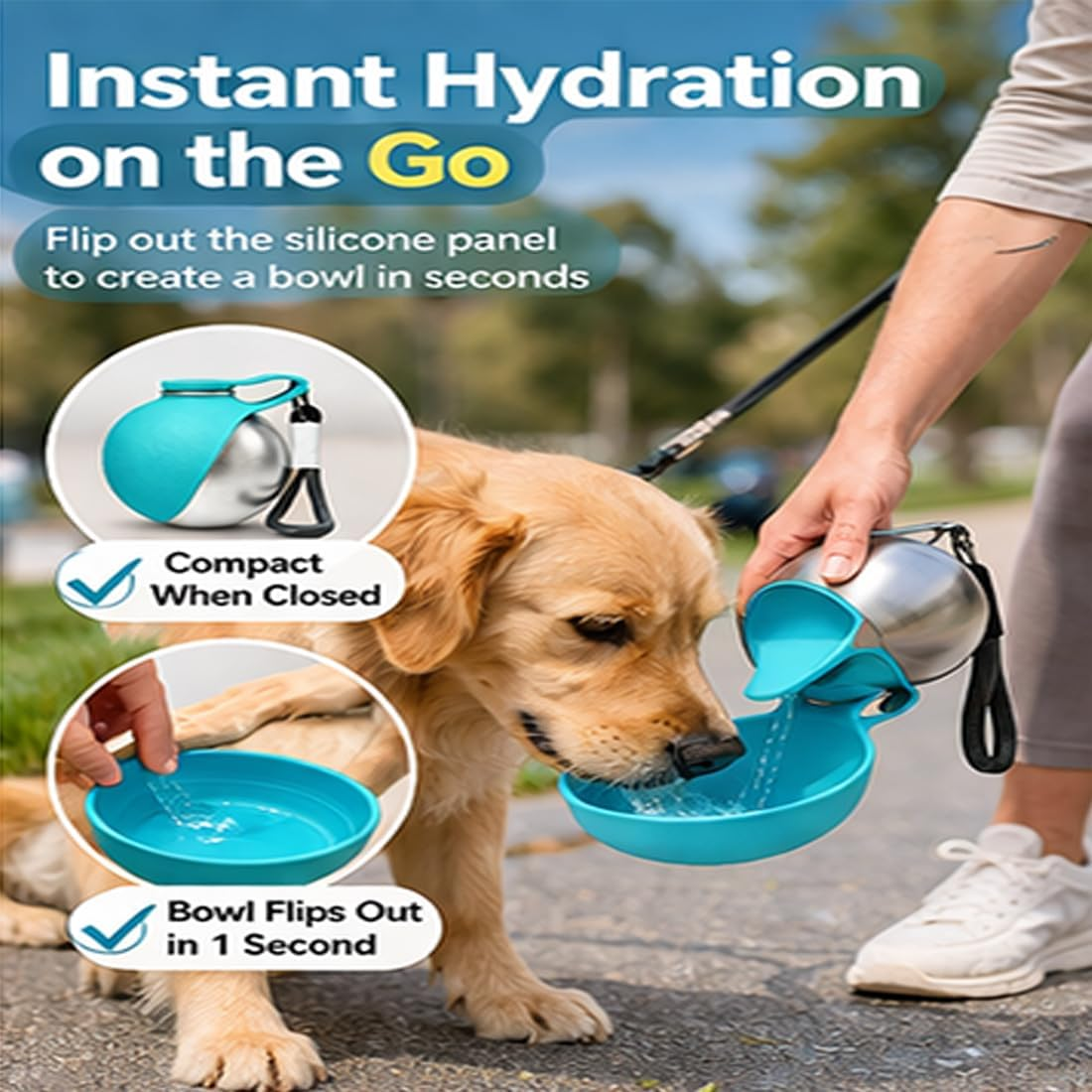PawSip™ Portable Dog Water Bottle & Foldable Bowl