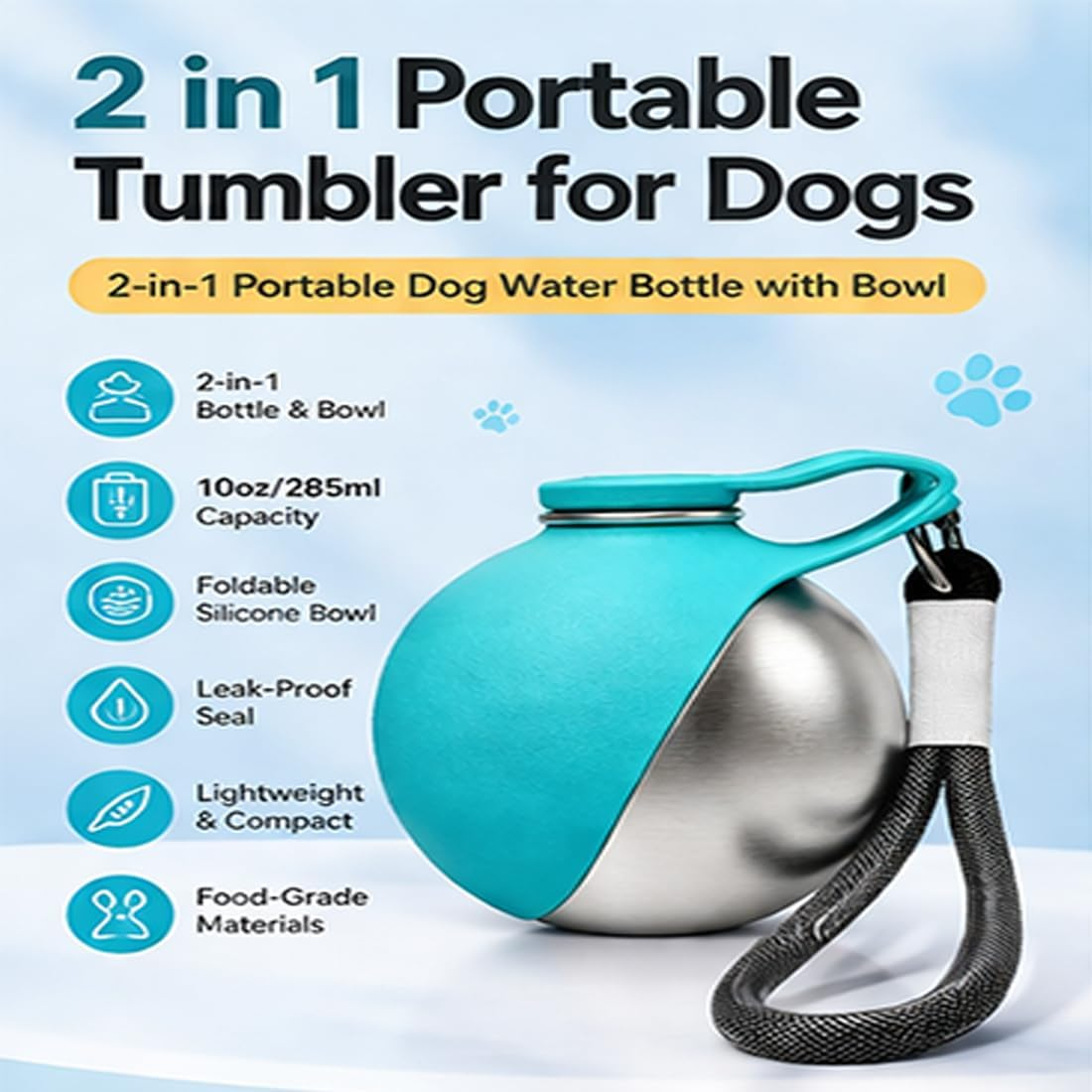 PawSip™ Portable Dog Water Bottle & Foldable Bowl
