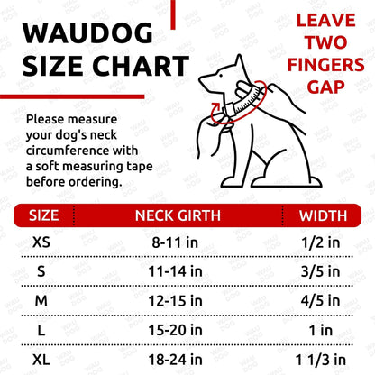 WAUDOG Long Lasting Leather Dog Collar for Large Dogs Medium & Small Dogs Adjustable Classic Puppy Collars for Large Breed Dogs Boy & Girl Dog Collars with Durable Buckle D Ring & QR Dog Tag