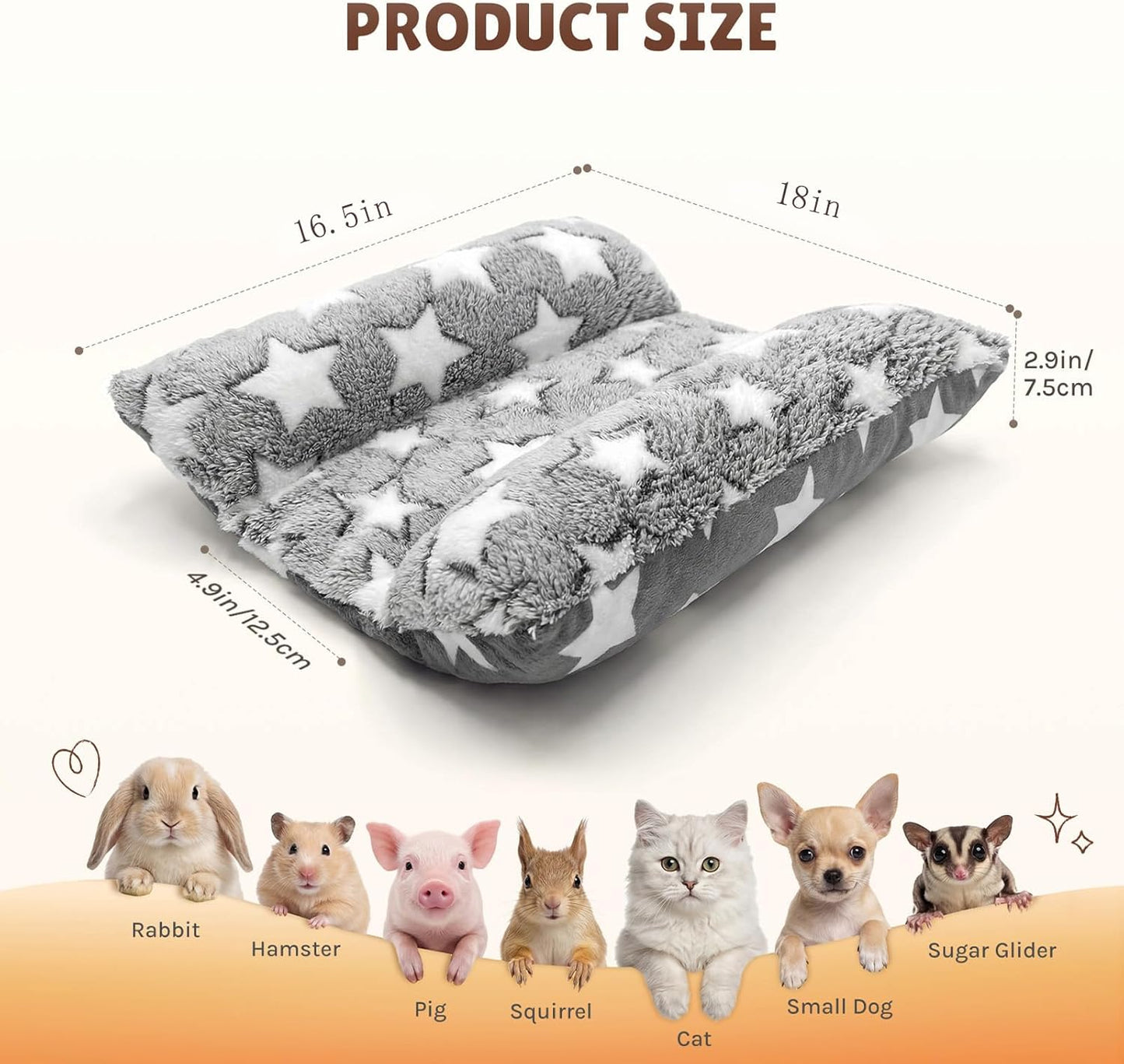 16.5 X 18In Washable Soft Rabbit Bed, Thickened and Softer Bunny Bed, Double-Sided Plush Rabbit Beds,Bed for Bunny,Bunny Beds for Rabbits Indoor