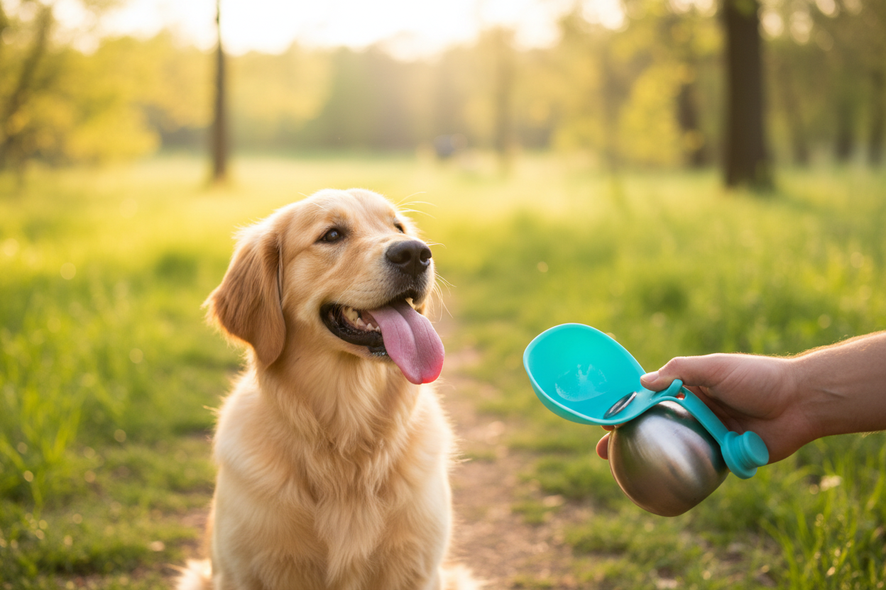 Thirsty Dog with Real 2-in-1 Water Bottle